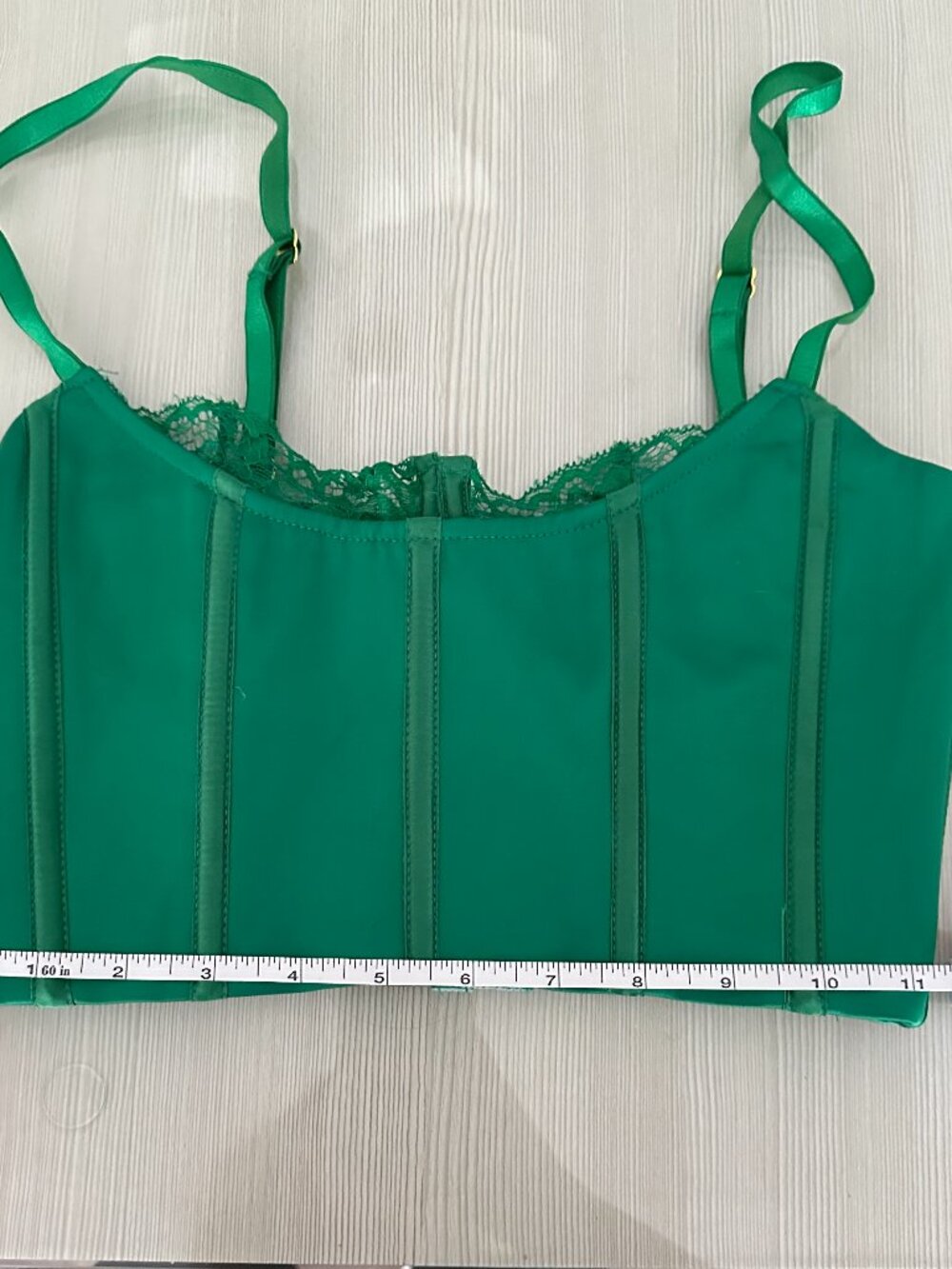 🍀 MESHKI Lake Lace Bustier Corset Cami Top Green XS - Picture 10 of 10